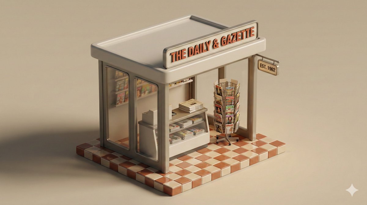 Minimal 3D Isometric Urban Retail Kiosk Diorama — example 4