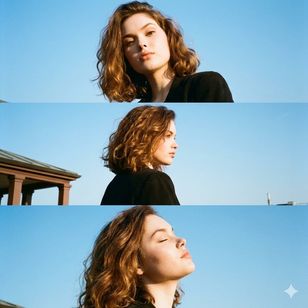 Triptych Portrait with Strict Identity Lock — example 1