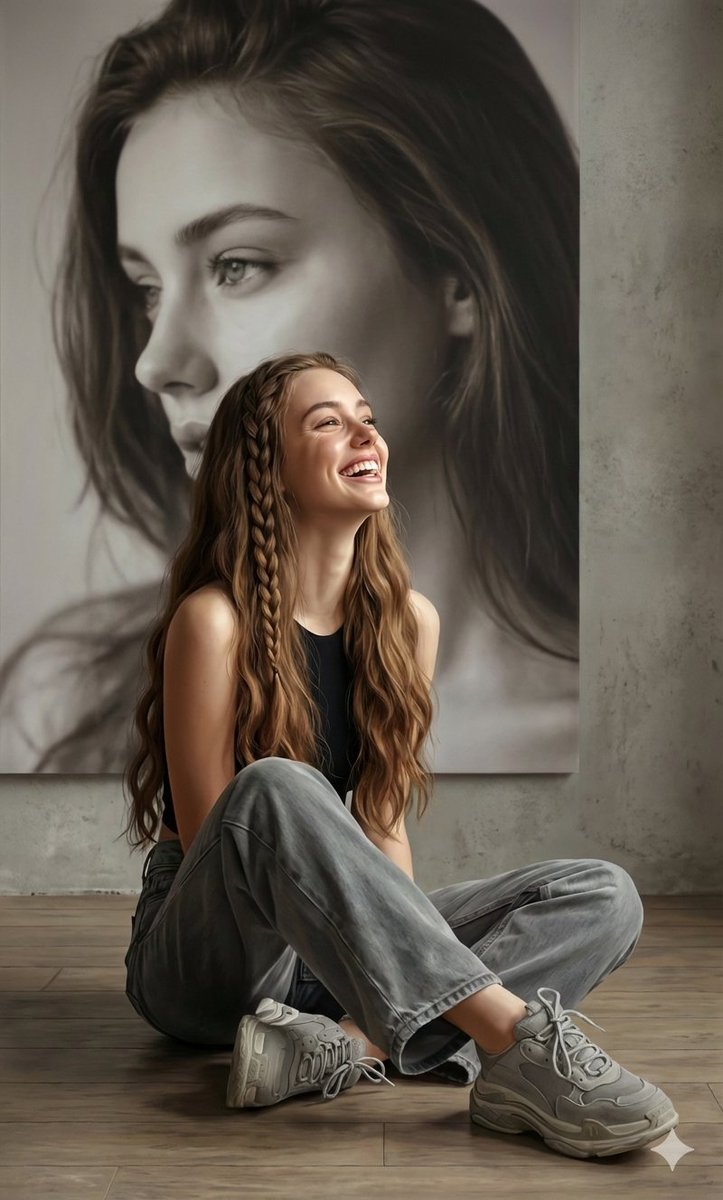 Hyperrealistic Portrait with Monochrome Profile Background — example 1