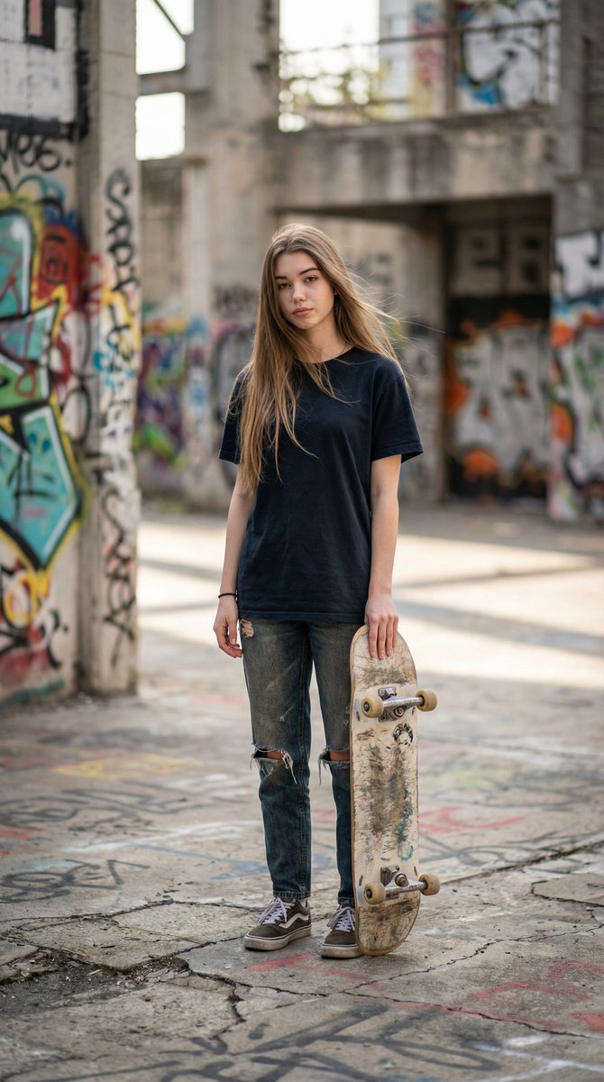 Ultra-realistic Urban Skateboarding Action Scene — example 1