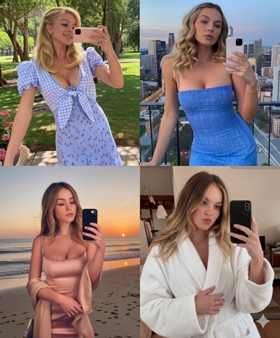 Diptych Sydney Sweeney Style Editorial Portrait — example 1
