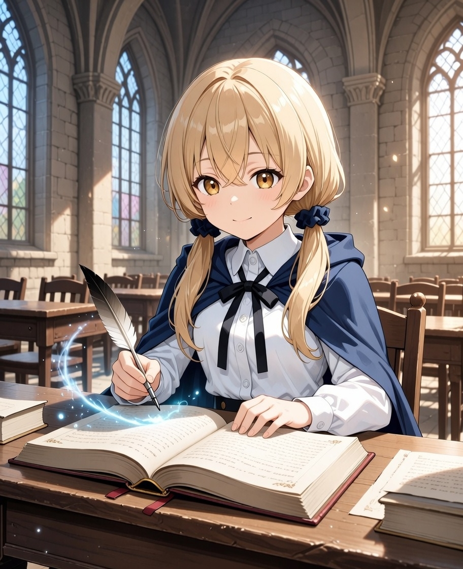 Modify Image: Girl Taking a Magic School Exam — example 2