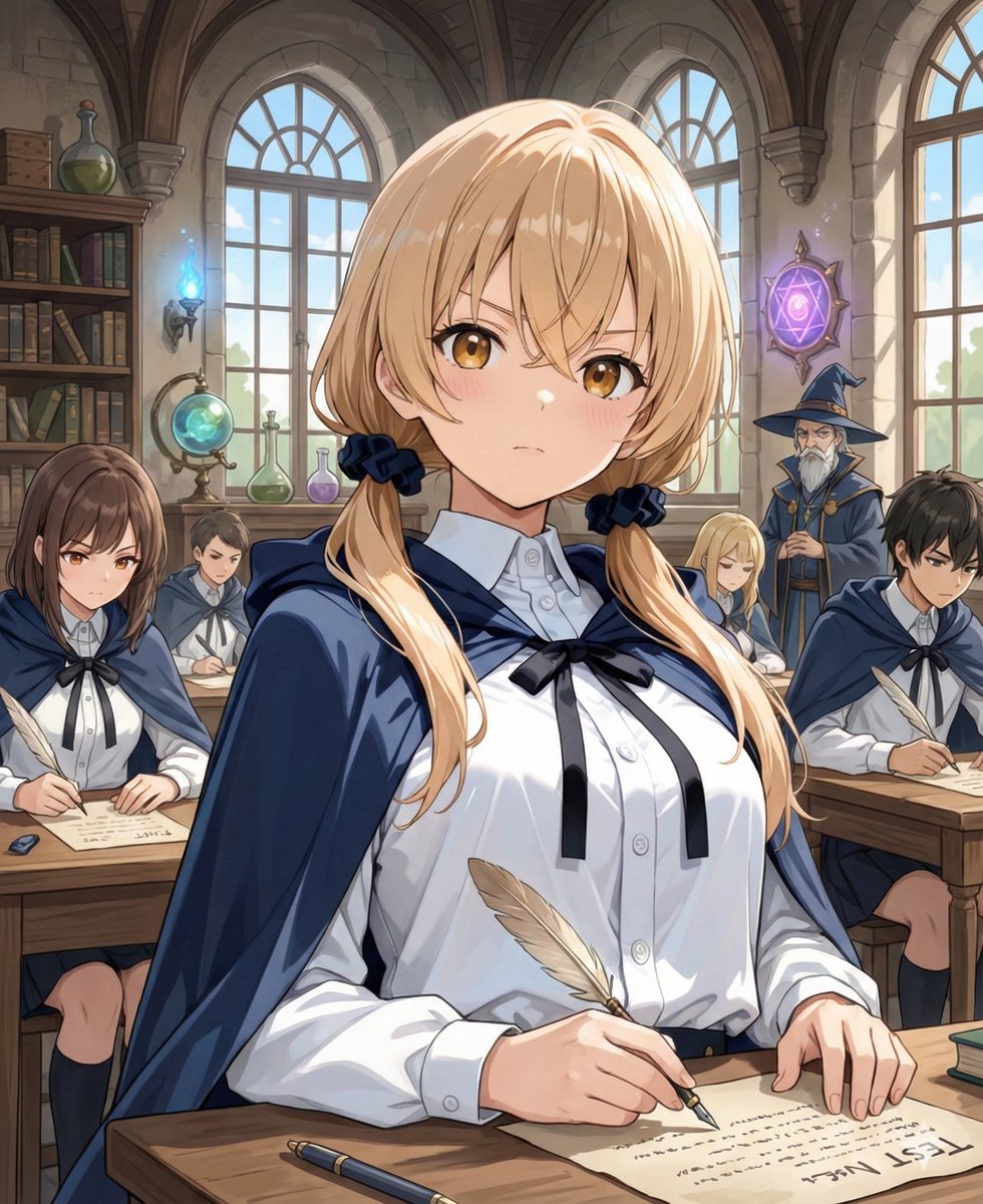 Modify Image: Girl Taking a Magic School Exam — example 3