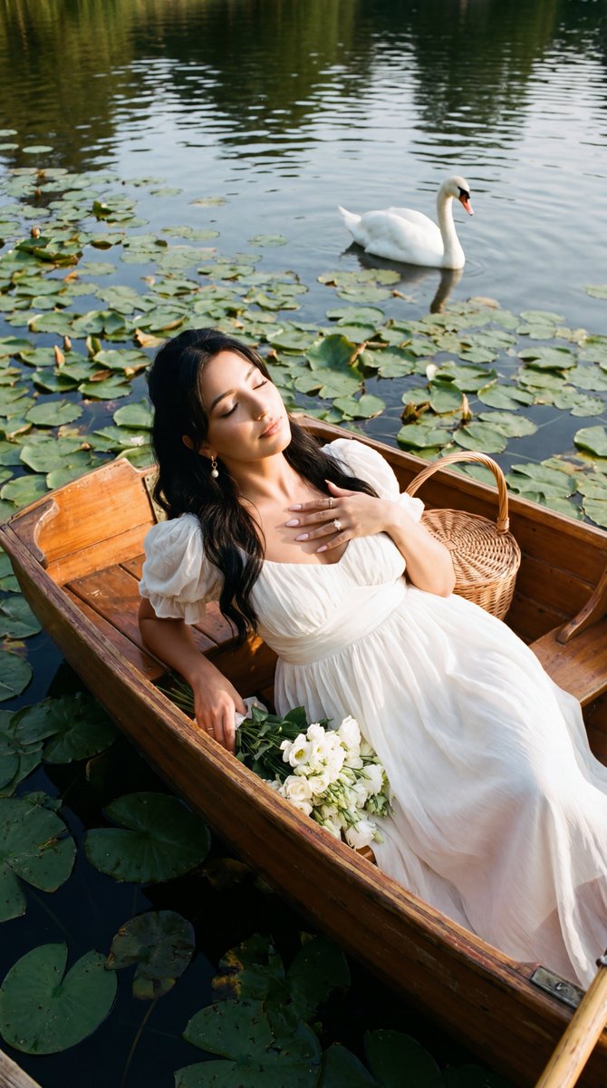 Poetic Realism of a Woman in a Boat with a Swan — example 1