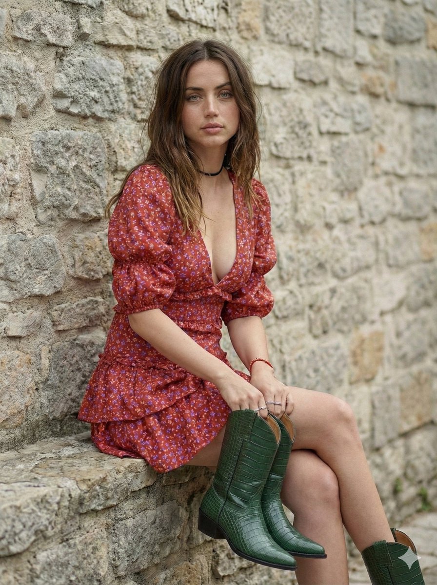 Bohemian Ana de Armas with Cowboy Boot — example 1
