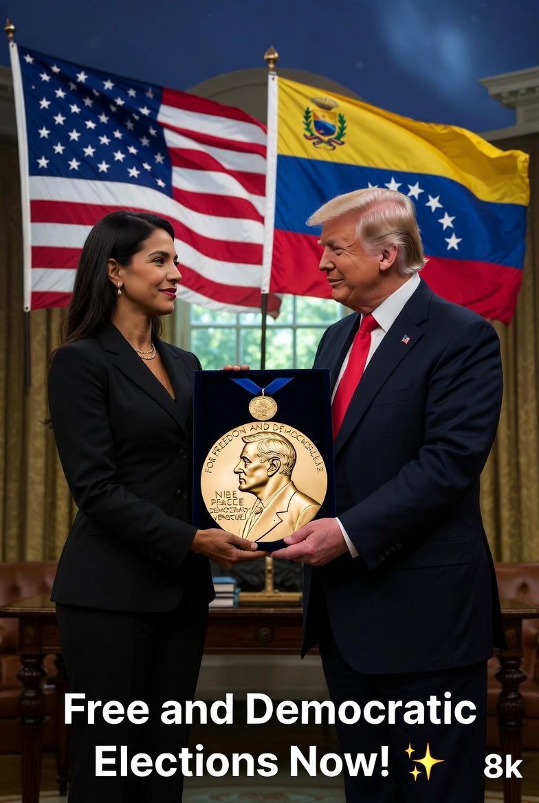 Historic Meeting: Machado and Trump with Nobel Medal — example 2