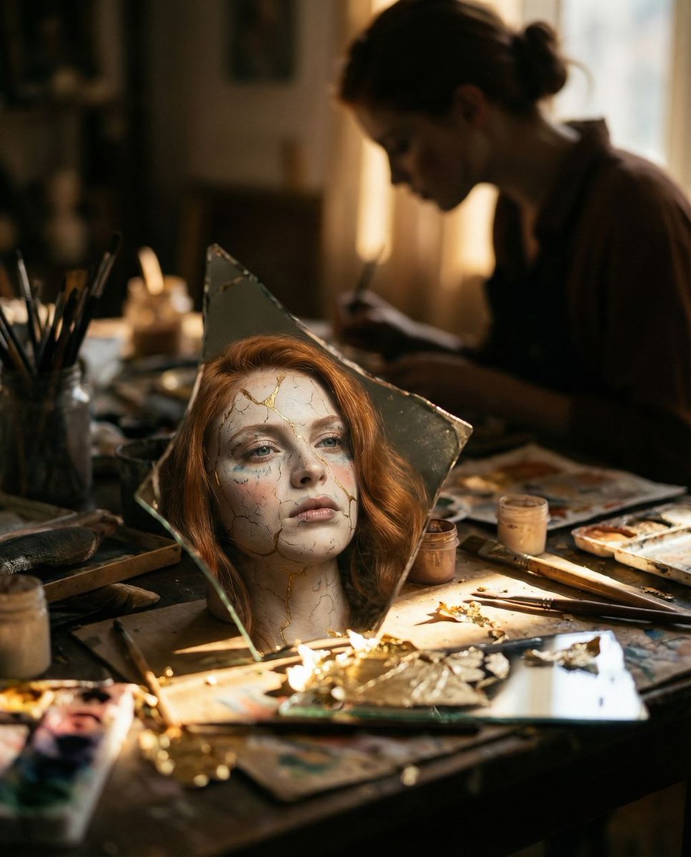 Reflected Relic: Surreal Artisan Portrait — example 2