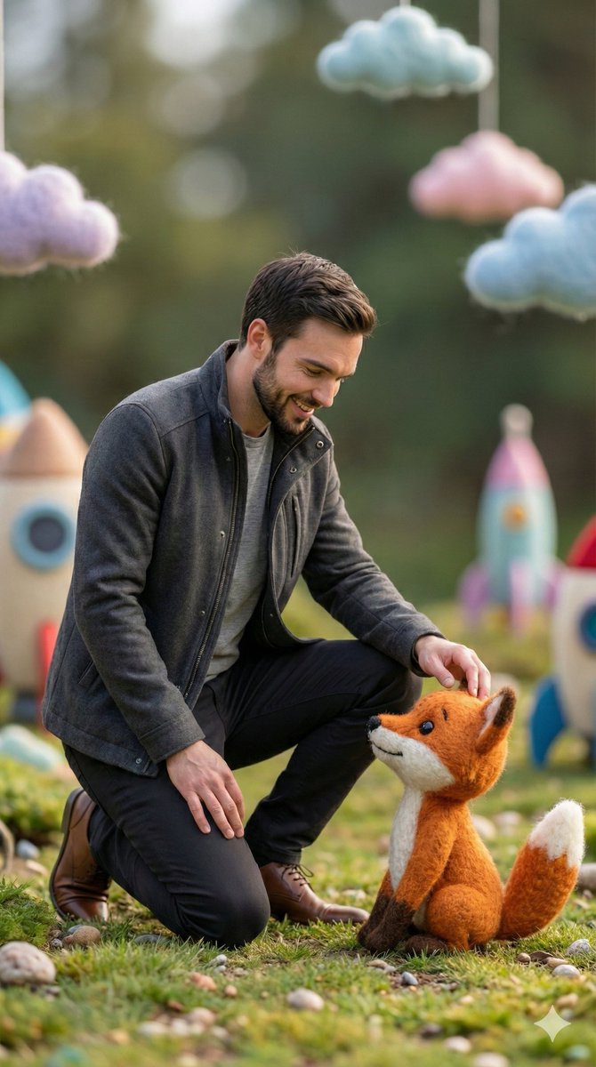 Photorealistic Human and Felt Fox Hybrid — example 3