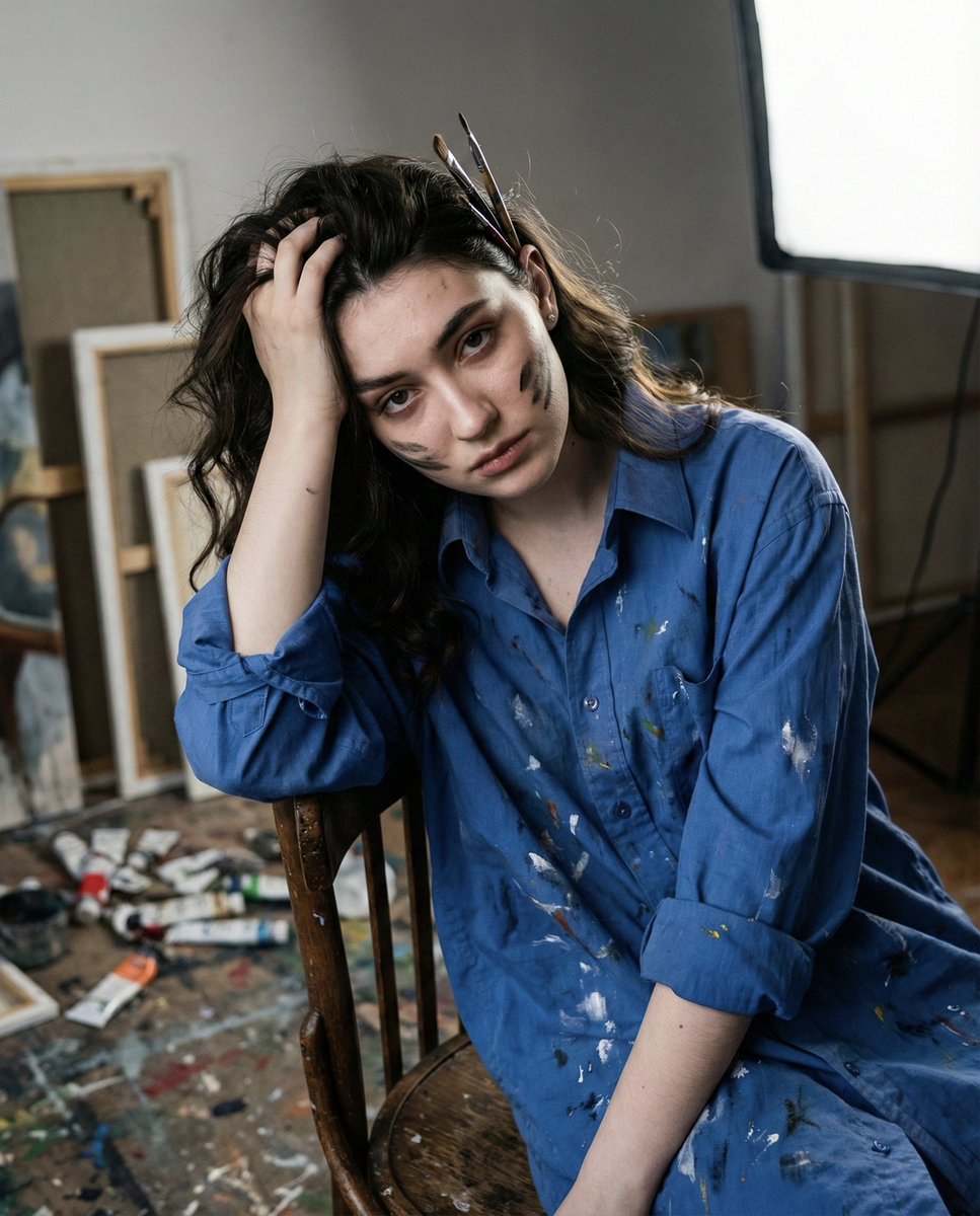Chiaroscuro Portrait of an Exhausted Artist — example 1