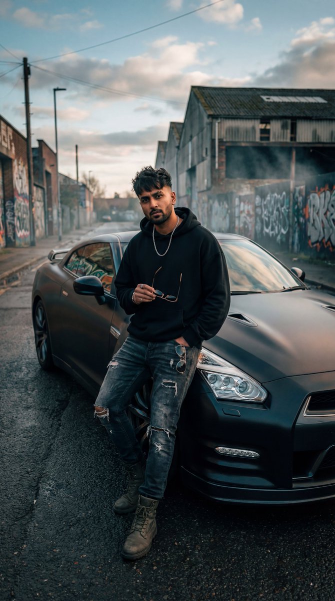 Grunge Street Photography Portrait with a Sports Car — example 3