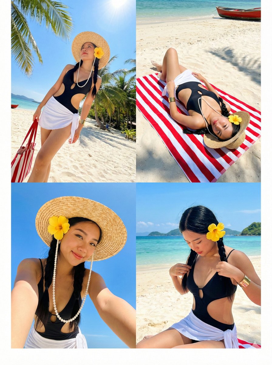 Tropical Beach Vacation Photo Collage — example 1