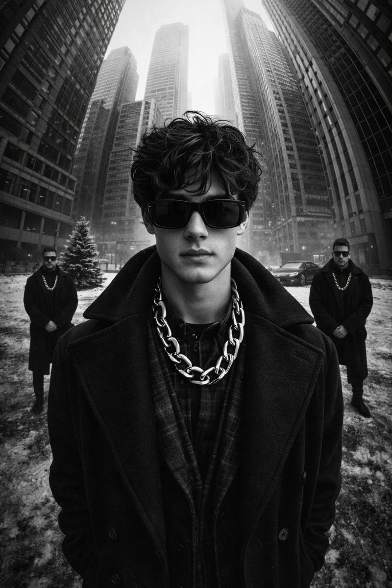 High-Contrast Black and White Street Fashion Editorial — example 2