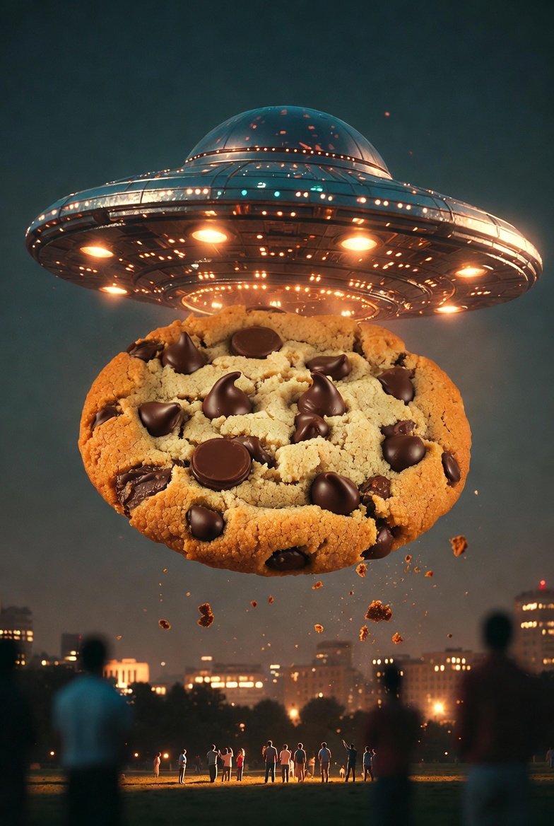 Sci-Fi Encounter with Giant Floating Cookie — example 1