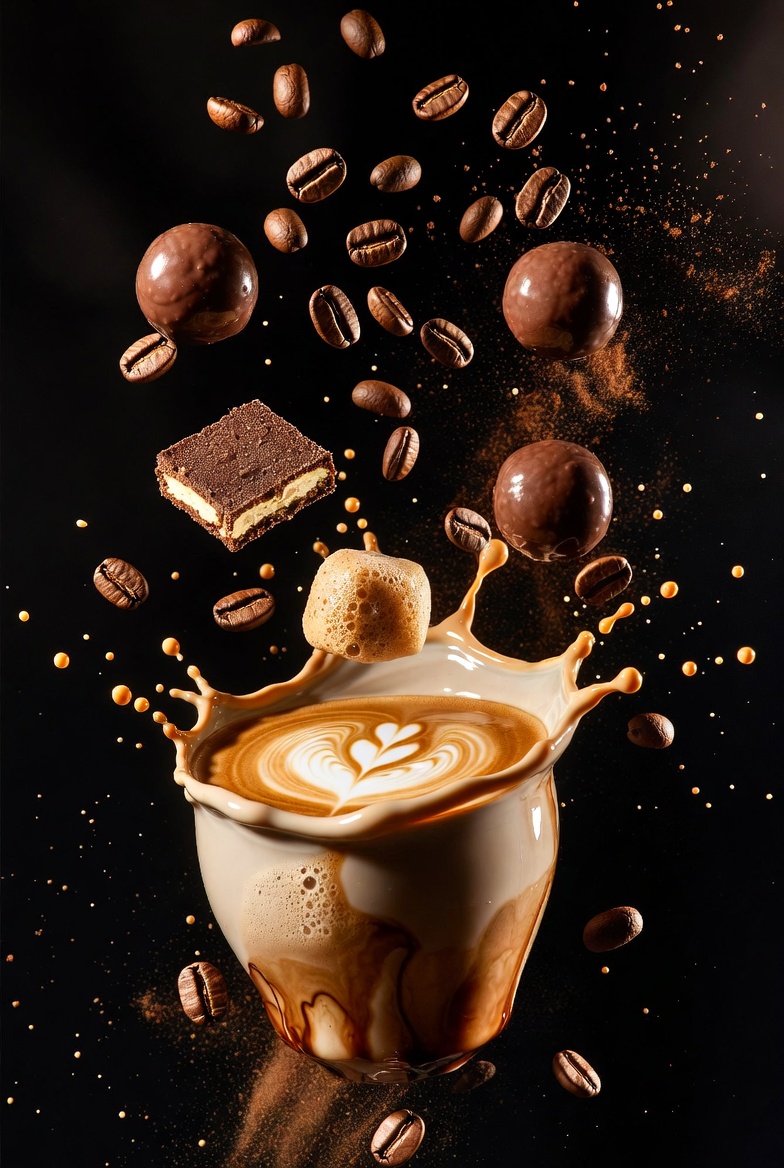 Ultra-Cinematic Splash Photography of Coffee and Chocolate — example 2