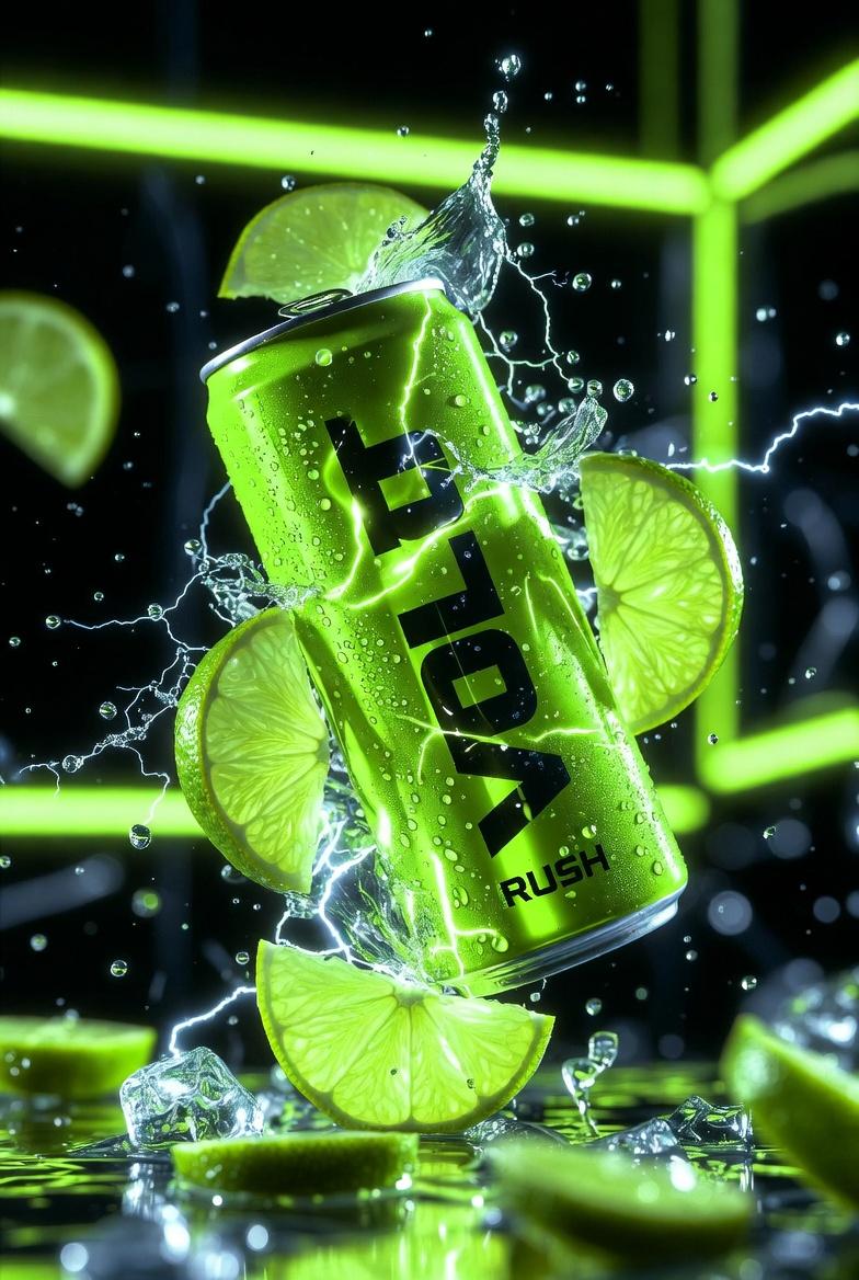 Ultra-Cinematic Product Photography of 'VOLT RUSH' Energy Drink — example 2