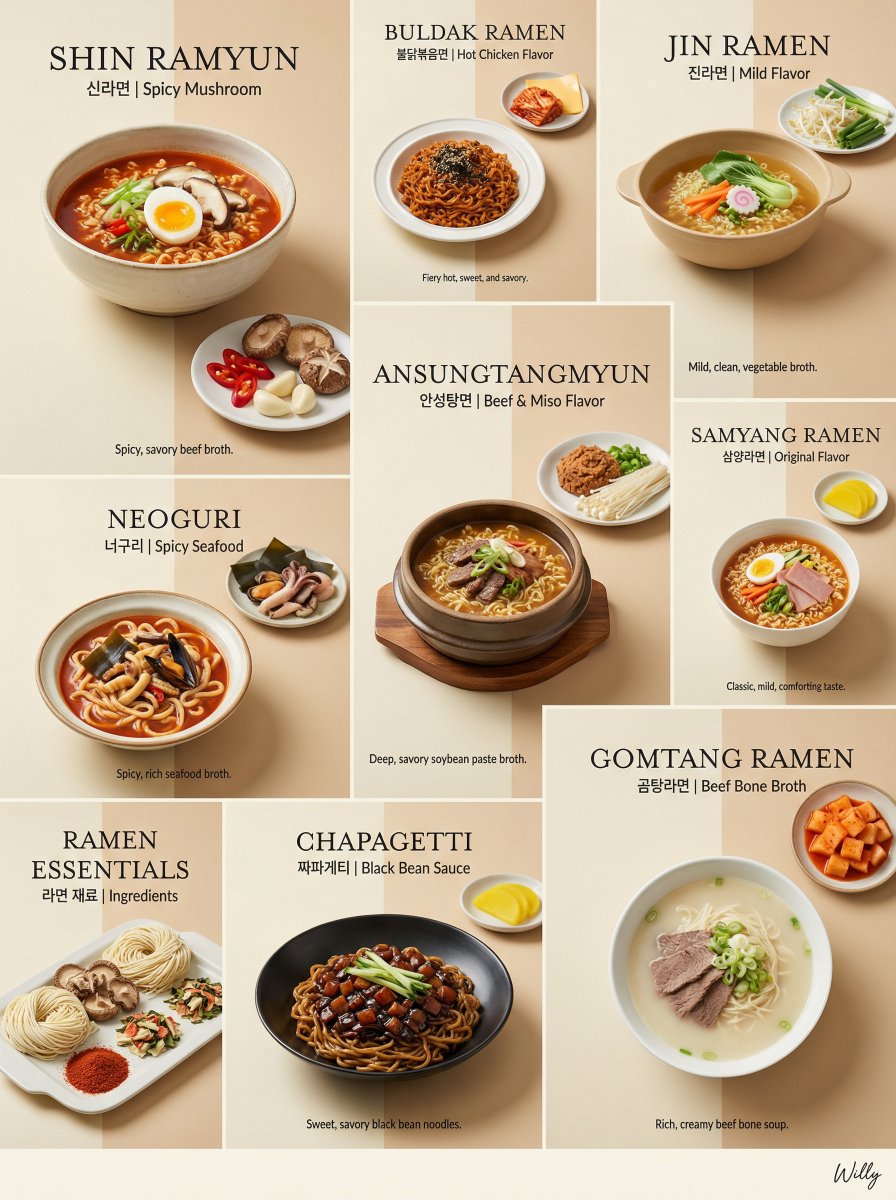 Luxury Minimalist Bento Grid of Korean Ramen Collection — example 1