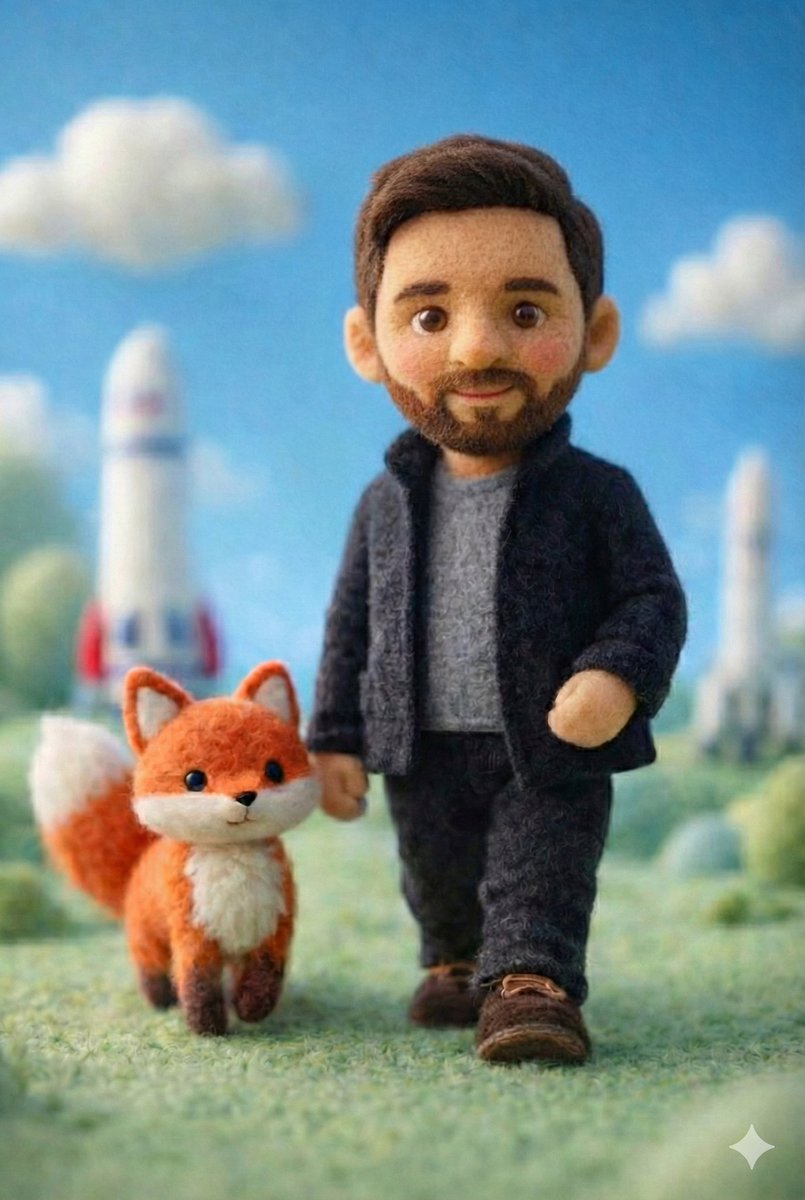 Handcrafted Felt Miniature Scene with Tech Character — example 1