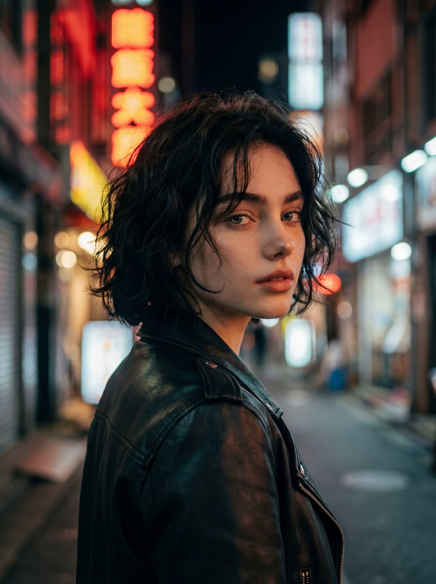 Cinematic Night Street Portrait — example 1