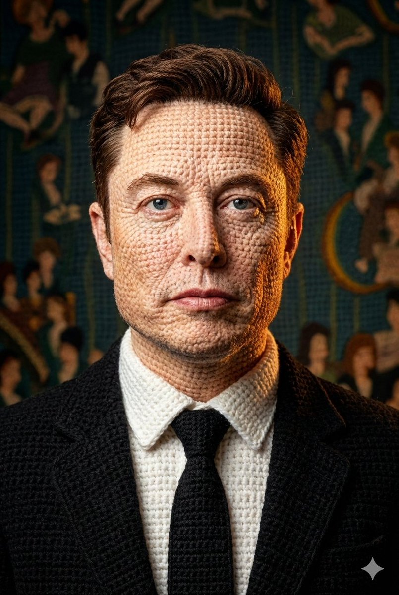 Hyper-Detailed Crocheted Portrait of a Legend — example 3
