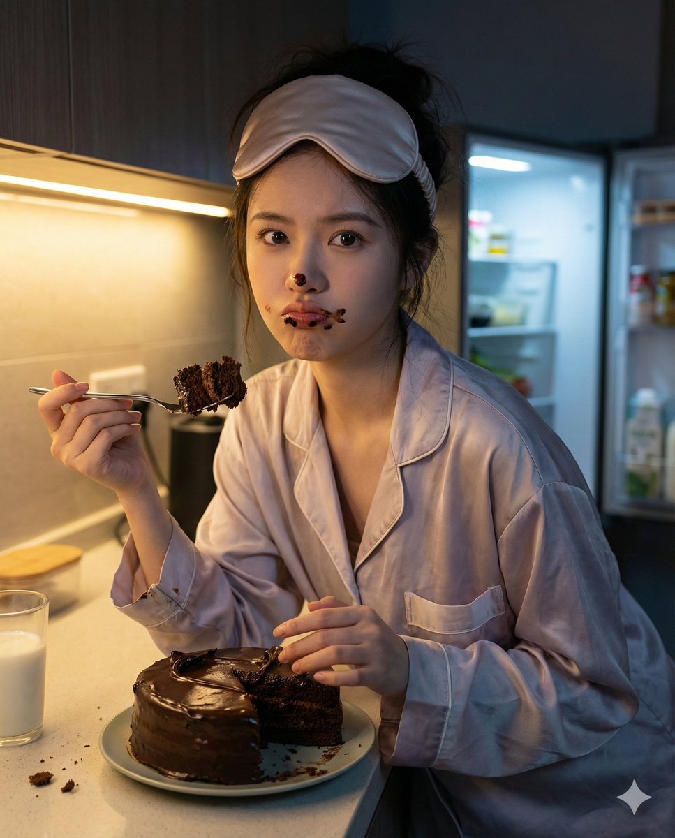 Nano Banana Pro Hyper-Realistic Midnight Snack Portrait Prompt — example 1