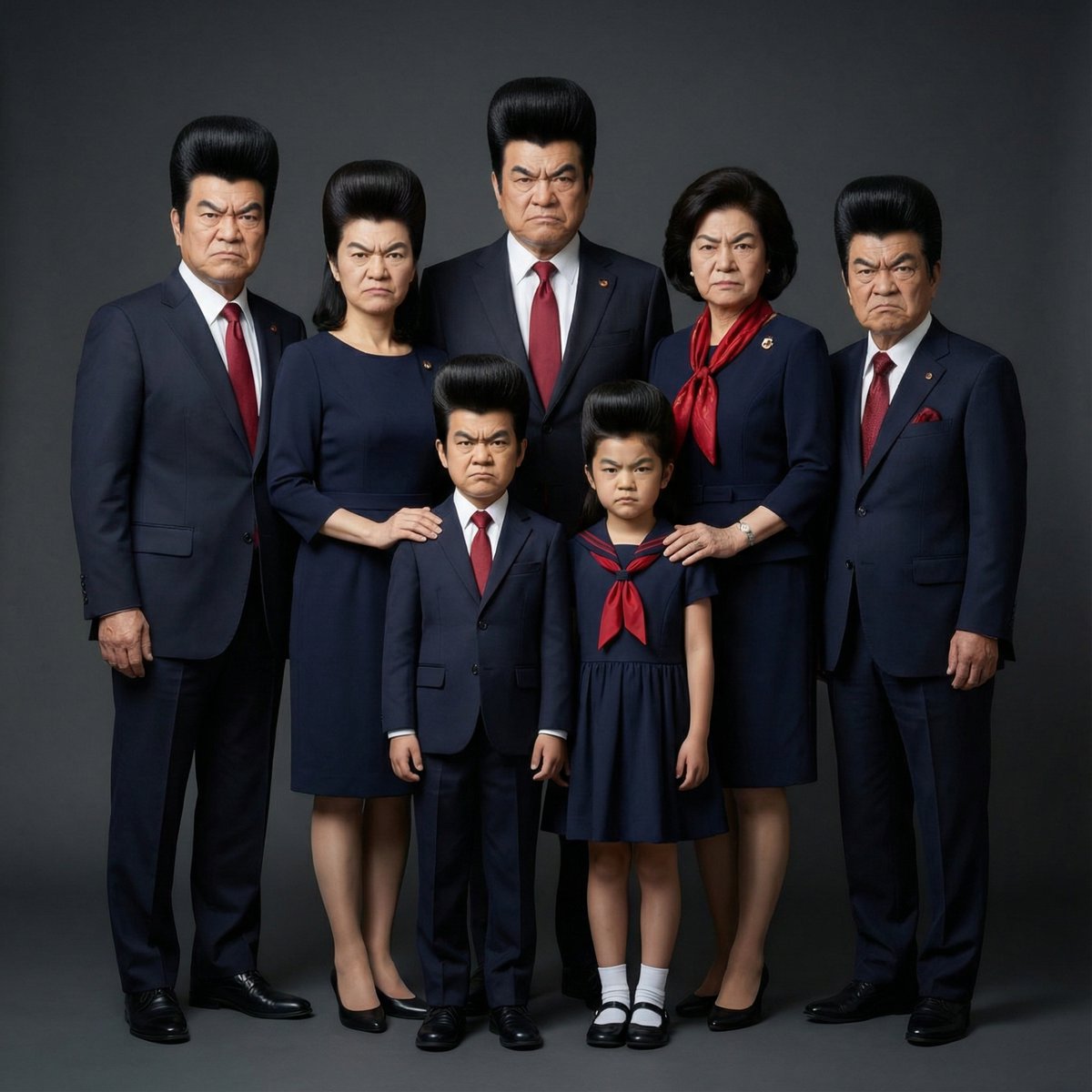 Hyper-Realistic Family Portrait with Identical Faces — example 1