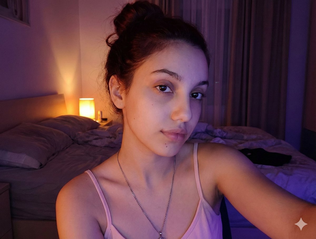 Intimate Low-Light Bedroom Selfie (Chiaroscuro) — example 1