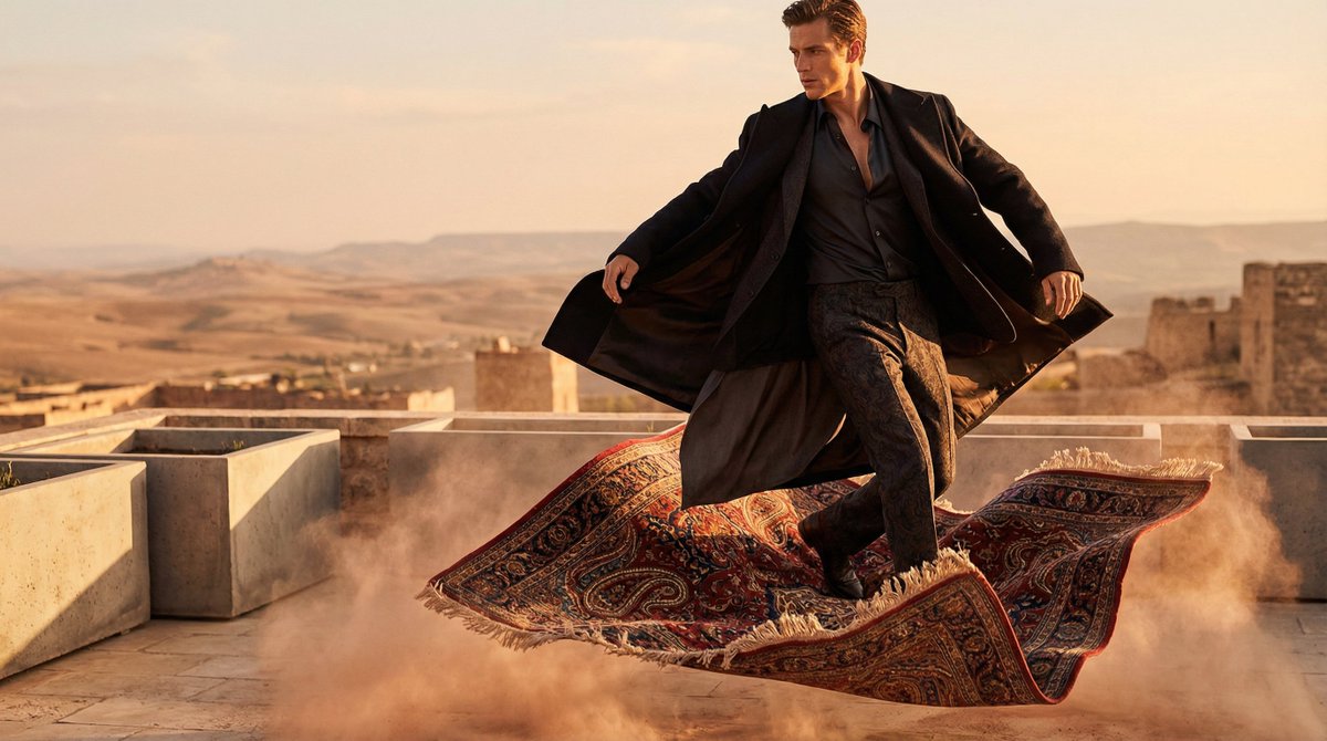 High-Fashion Magic Carpet Editorial Shot