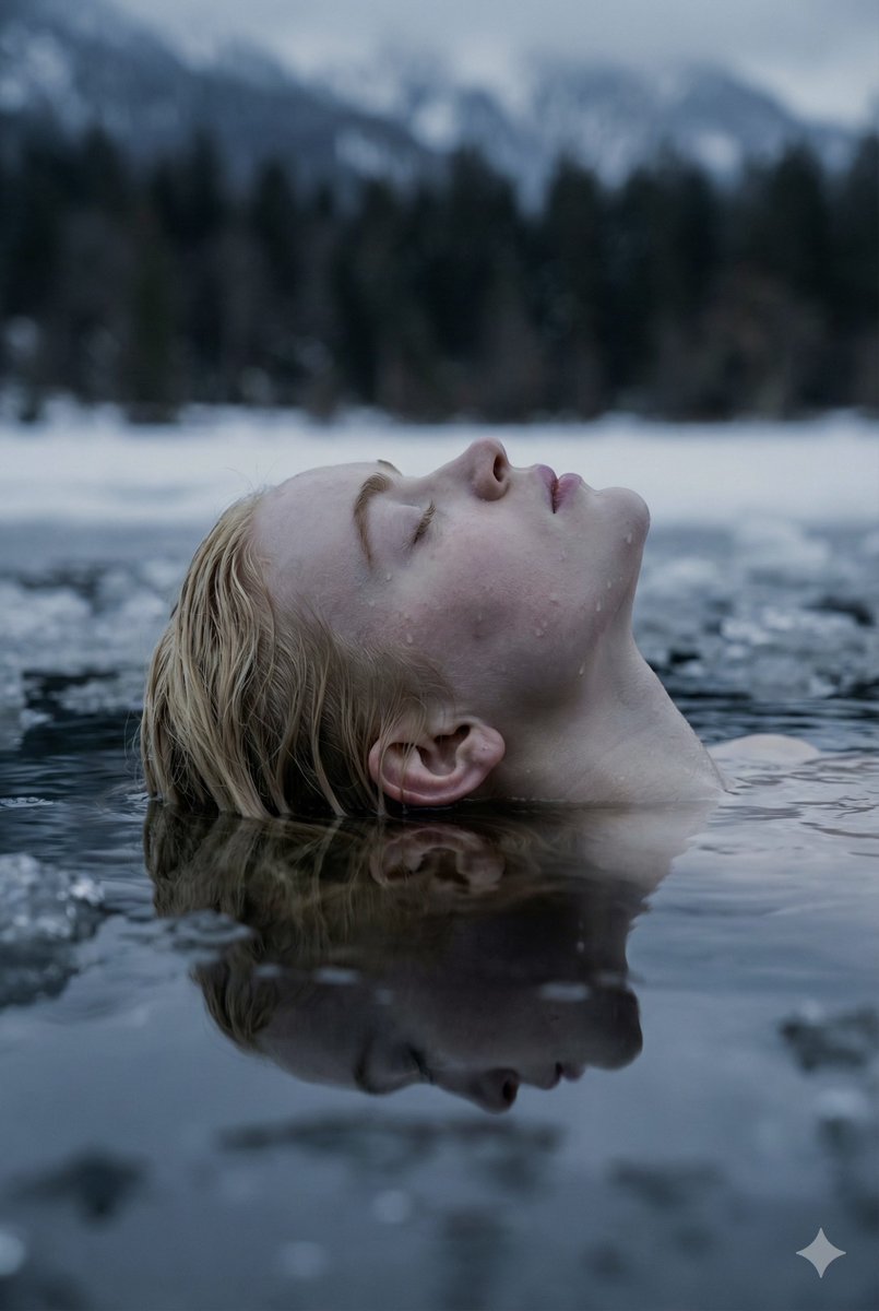 Ethereal Submerged Portrait in Icy Water — example 1