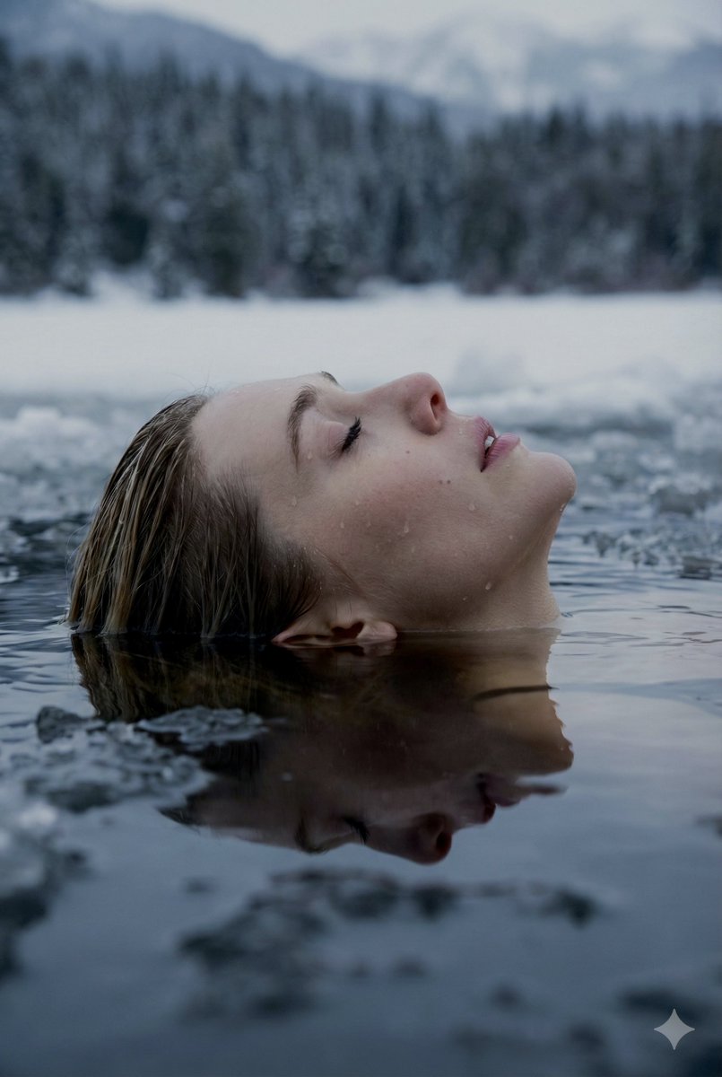 Ethereal Submerged Portrait in Icy Water — example 2