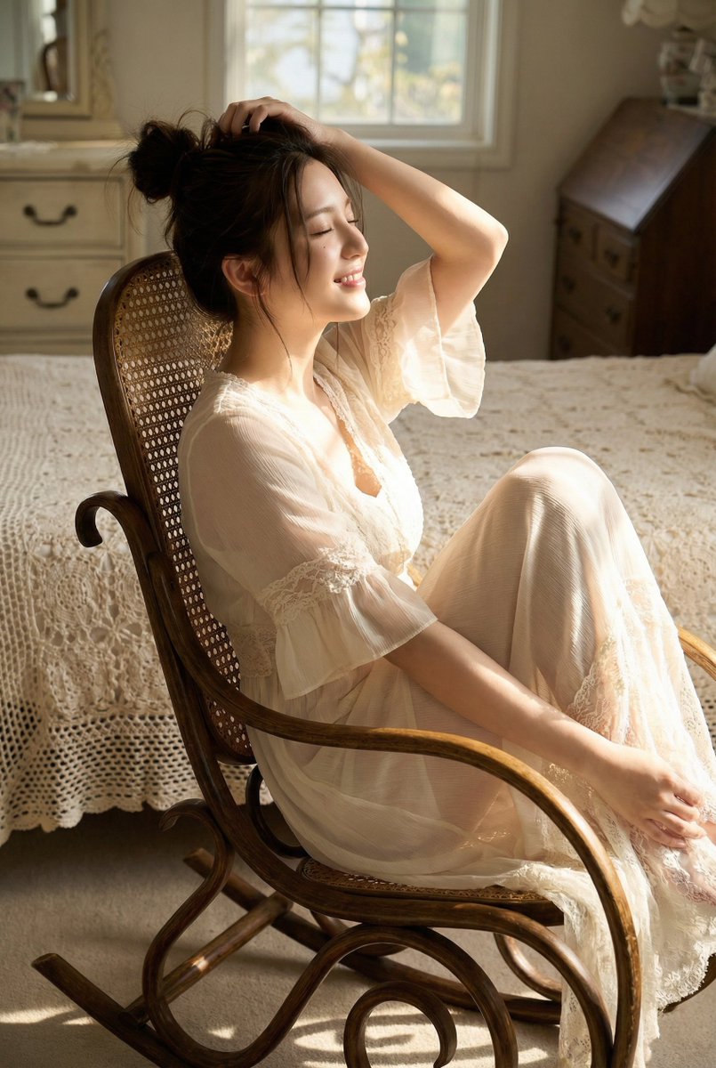 Photorealistic Portrait of a Woman in Vintage Lace Dress — example 1