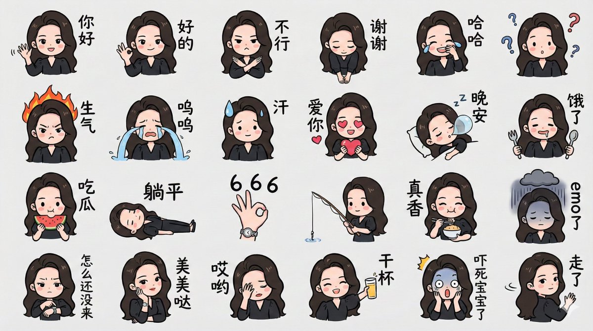 LINE-style Q-version emoji portrait grid — example 3