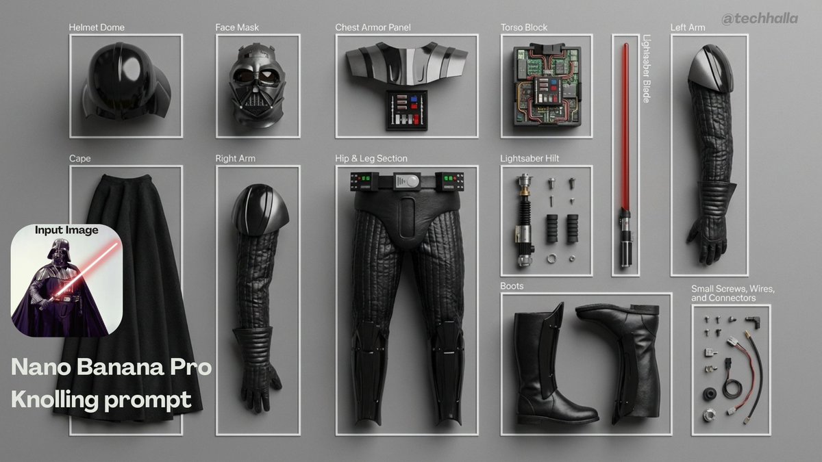 Knolling-style exploded flat-lay photo — example 1