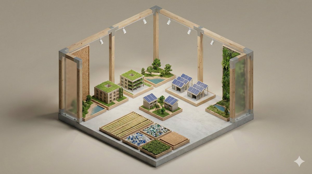 Minimalist 3D Isometric Exhibition Pod Diorama — example 1