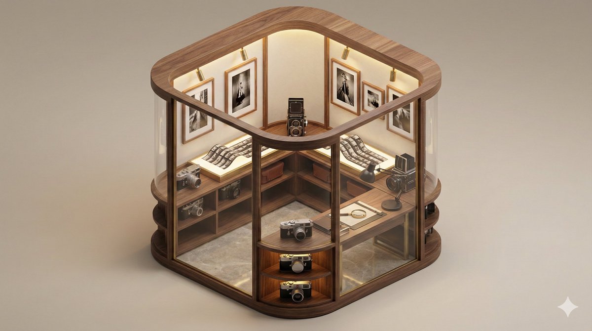 Minimalist 3D Isometric Exhibition Pod Diorama — example 4