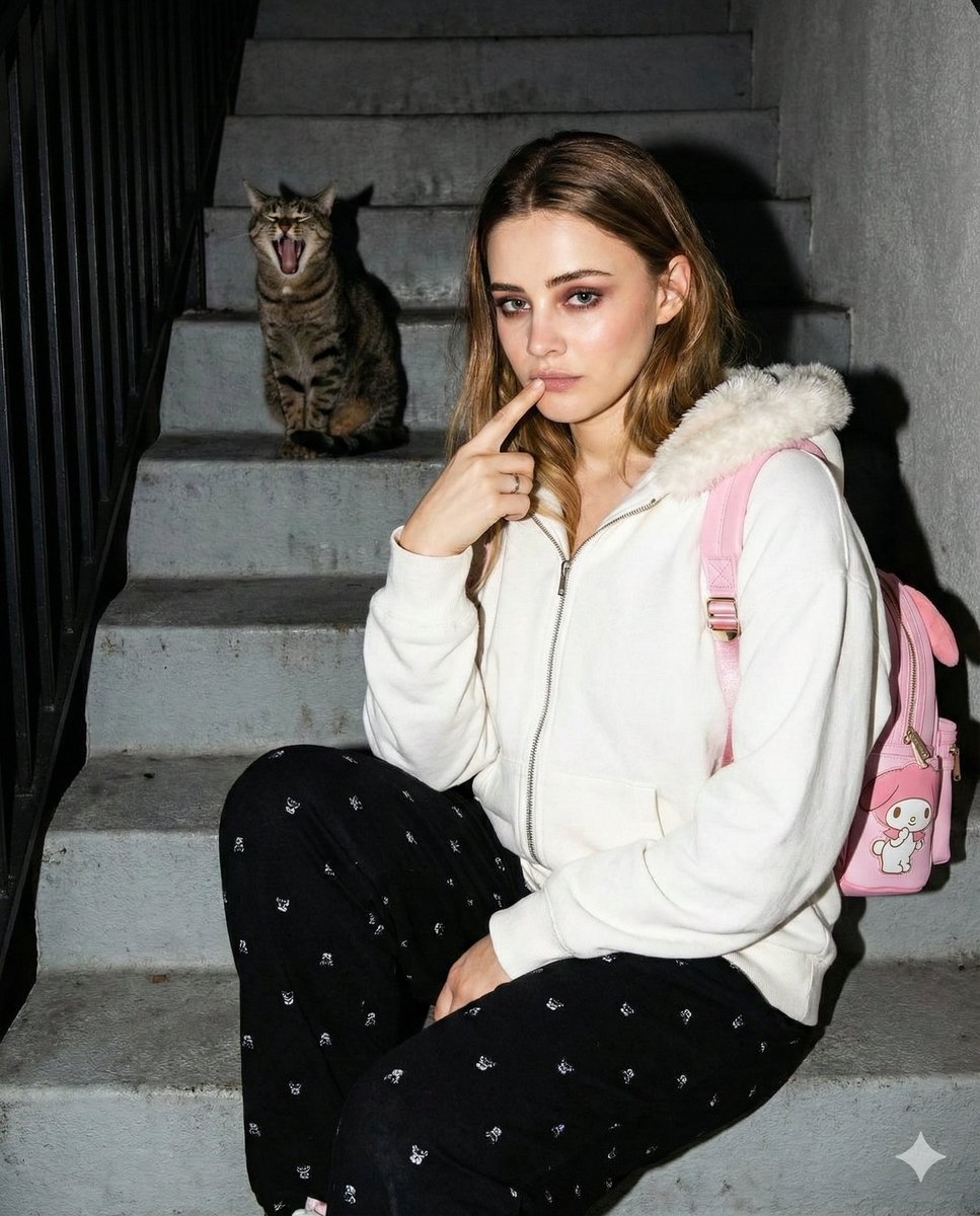 Candid Gen Z Street Style Photo with Hidden Cat — example 2