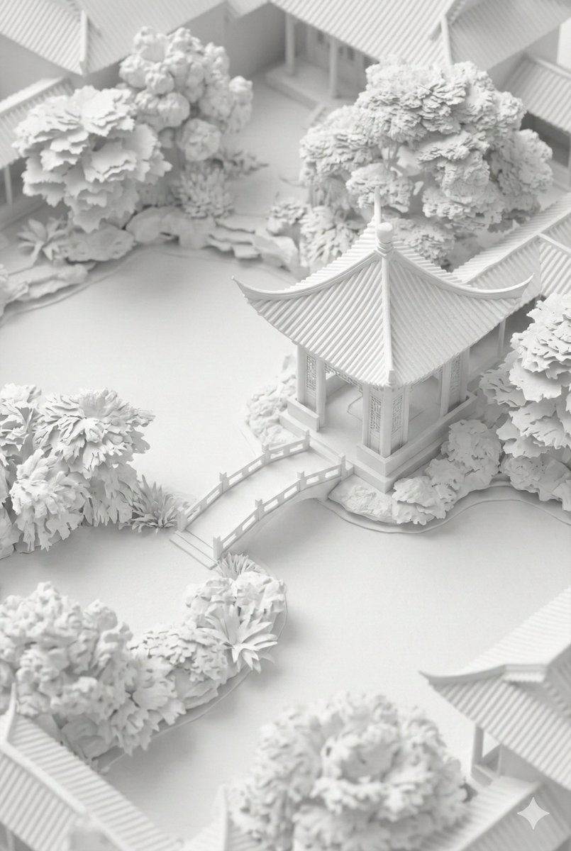 Chinese Garden Clay Render Prompt for Banana Prompt — example 1