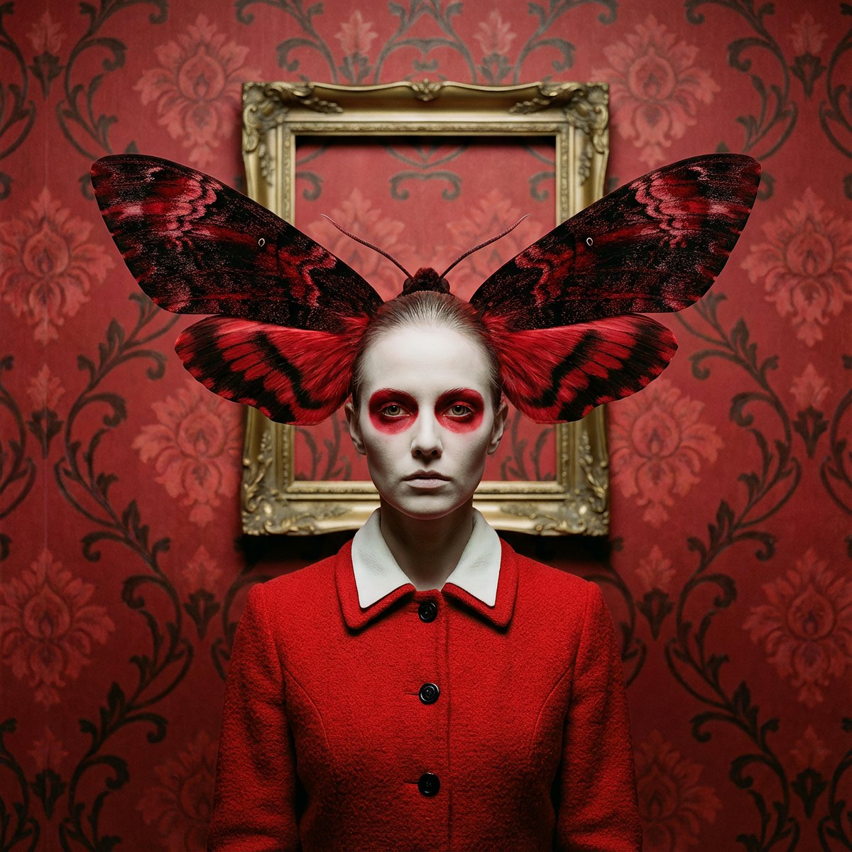 Surreal Moth-Winged Female Portrait — example 1