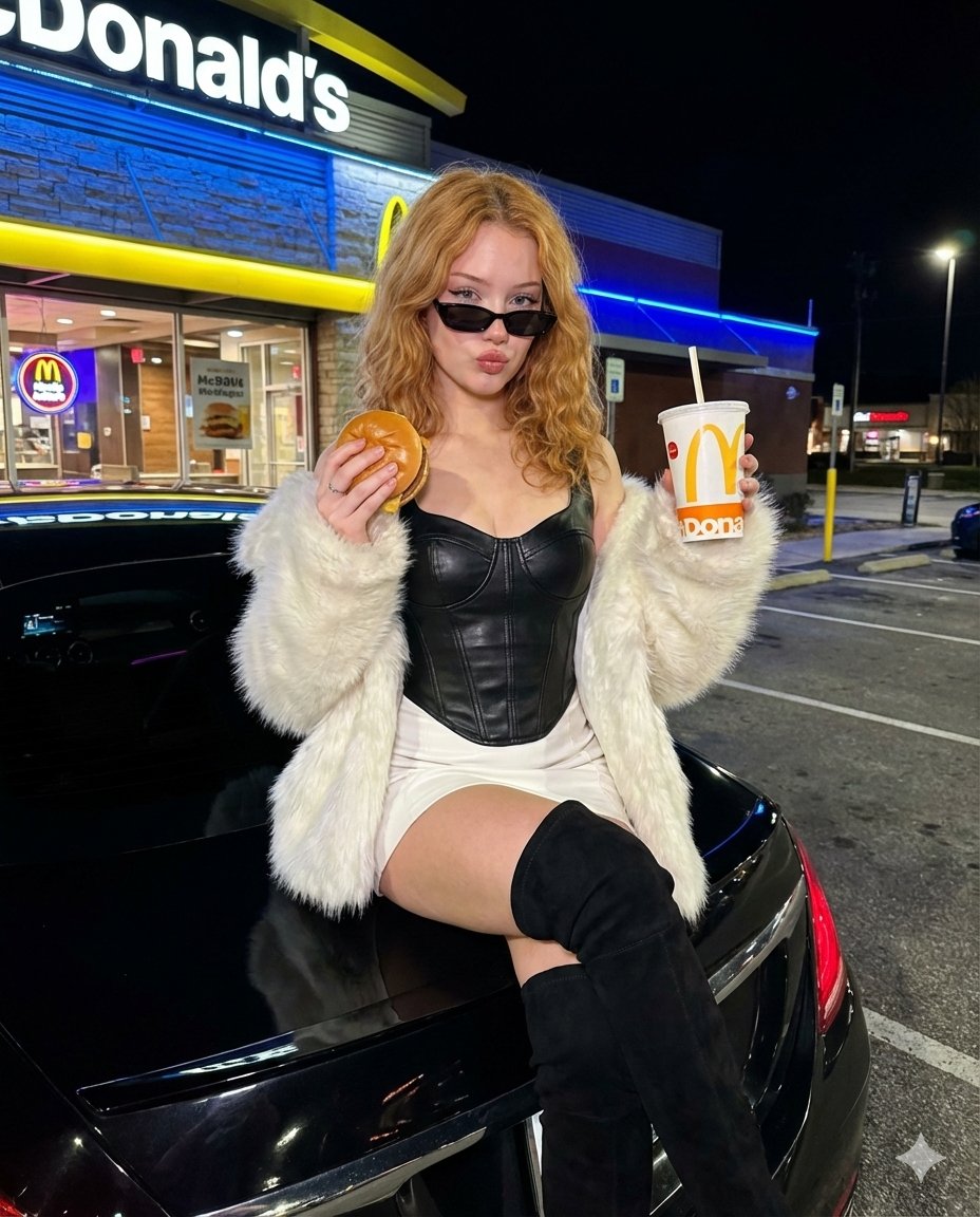 Luxury Nightlife Editorial at McDonald's Parking Lot — example 1