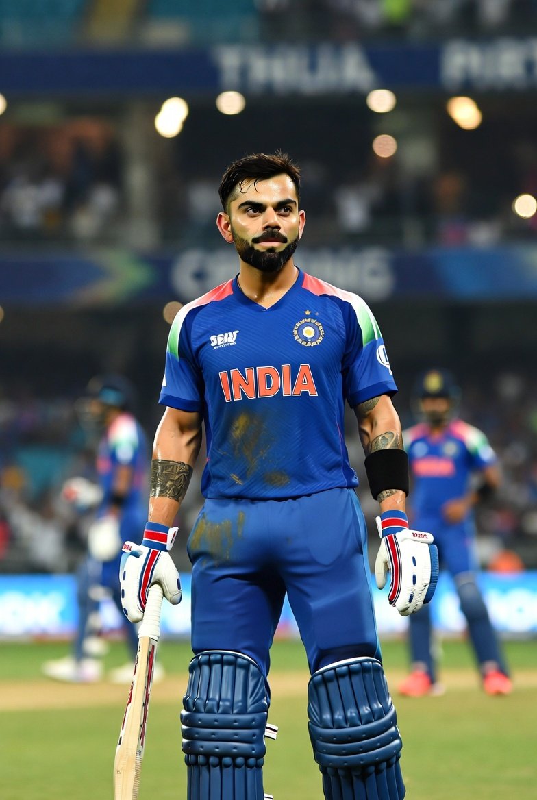 Dynamic Sports Photography Prompt for Virat Kohli — example 1
