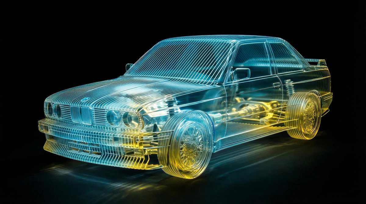 Transparent Layered Glass Supercar Sculpture Prompt — example 2