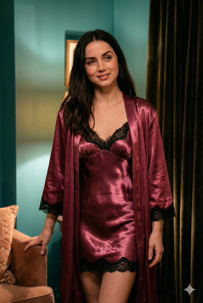 Ana de Armas Boudoir Portrait in Silk Nightwear — example 3