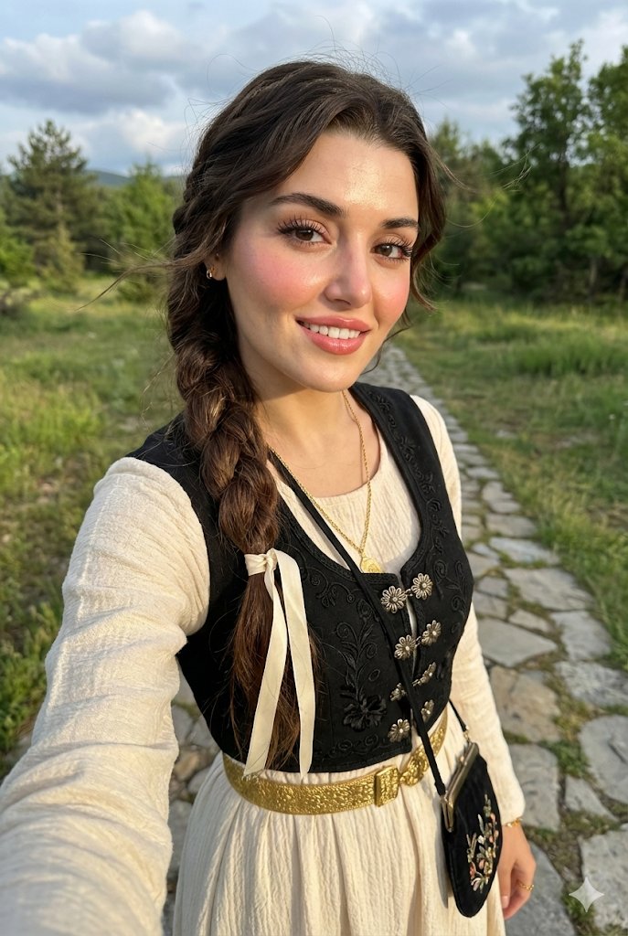 Full-Body Selfie Portrait with Traditional Clothing and Face Lock — example 1