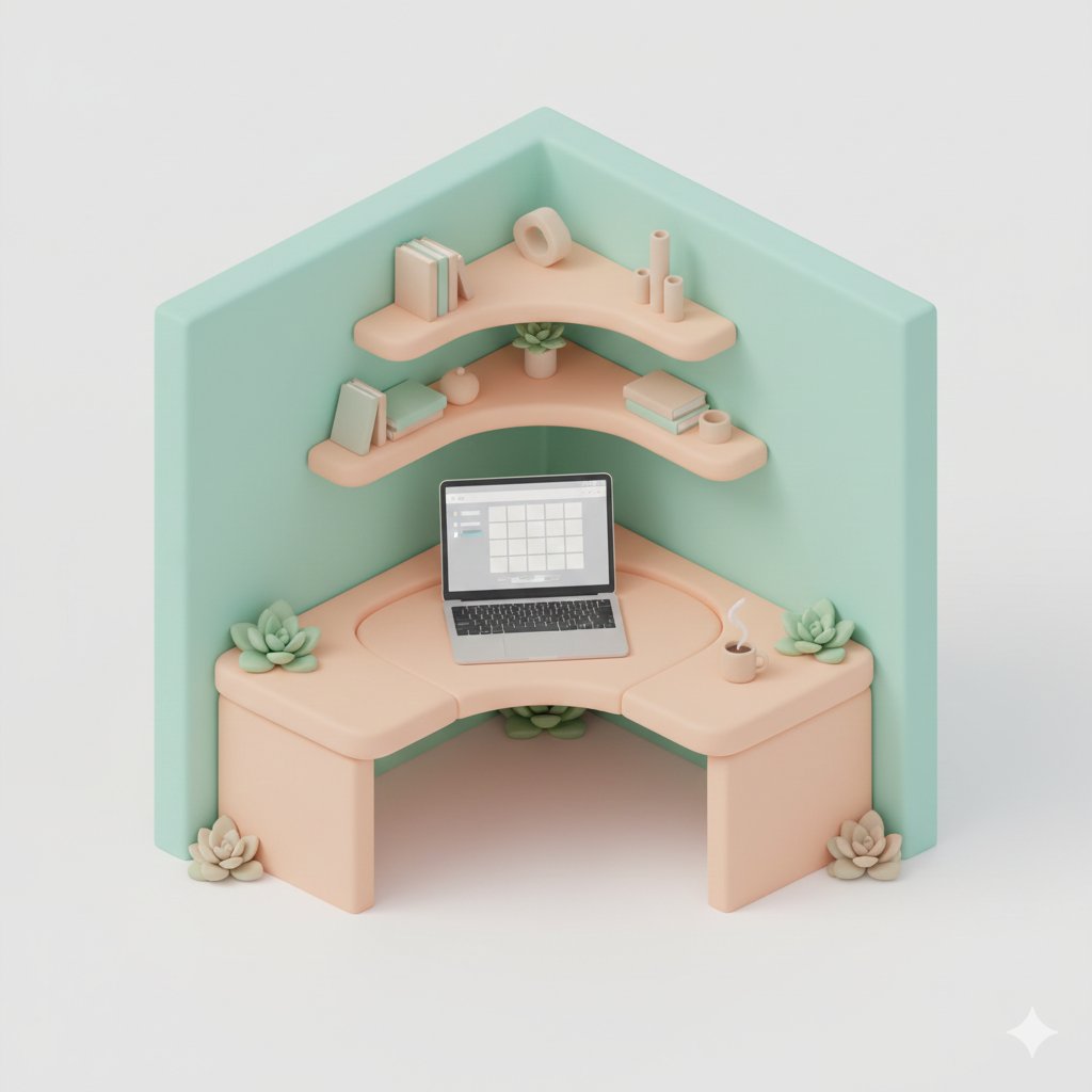 3D Isometric Floating Home Office Illustration — example 4