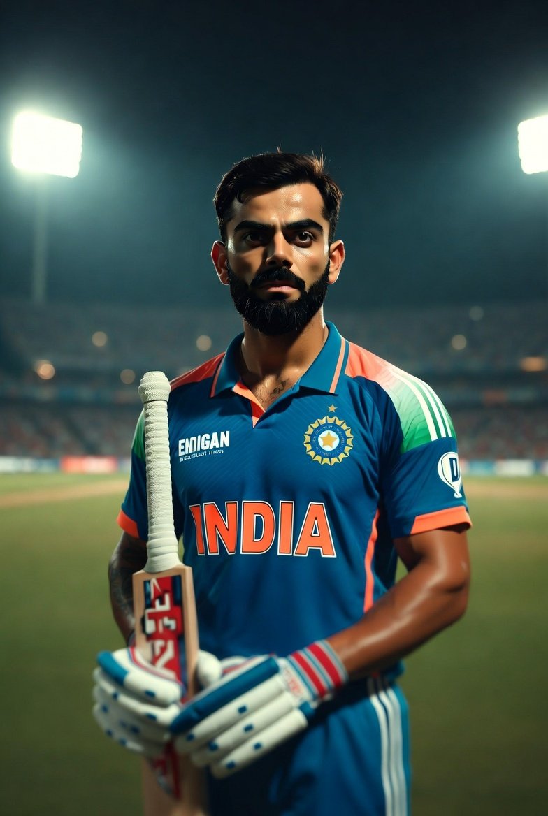 Virat Kohli Nano-Style Cricket Cartoon — example 4