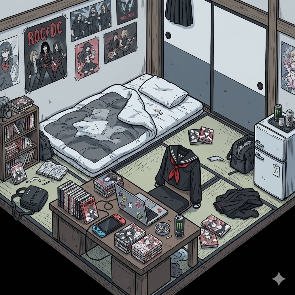 Generating an Isometric Room Illustration Based on a Character Concept — example 2