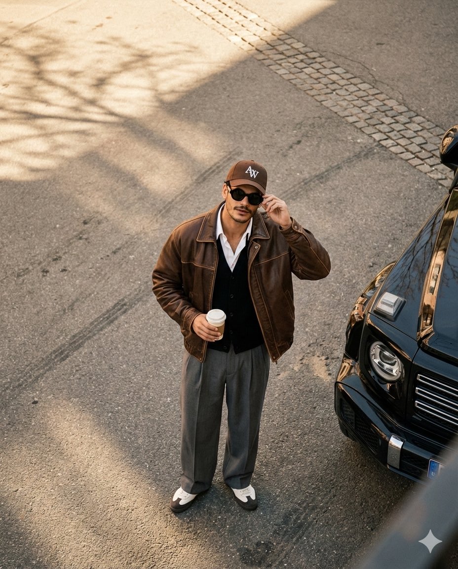 High-Angle Editorial Street-Style Photo — example 1