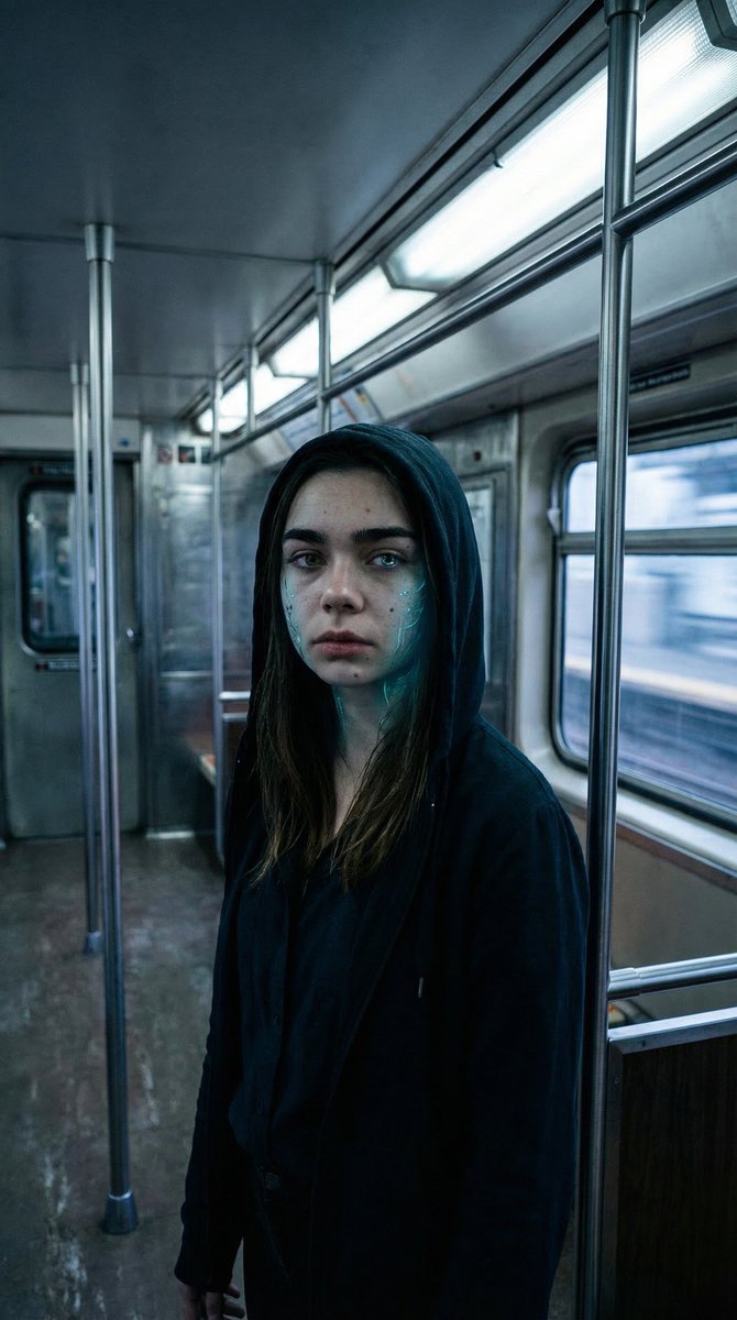 Subtle Cyborg Transformation in Subway — example 1