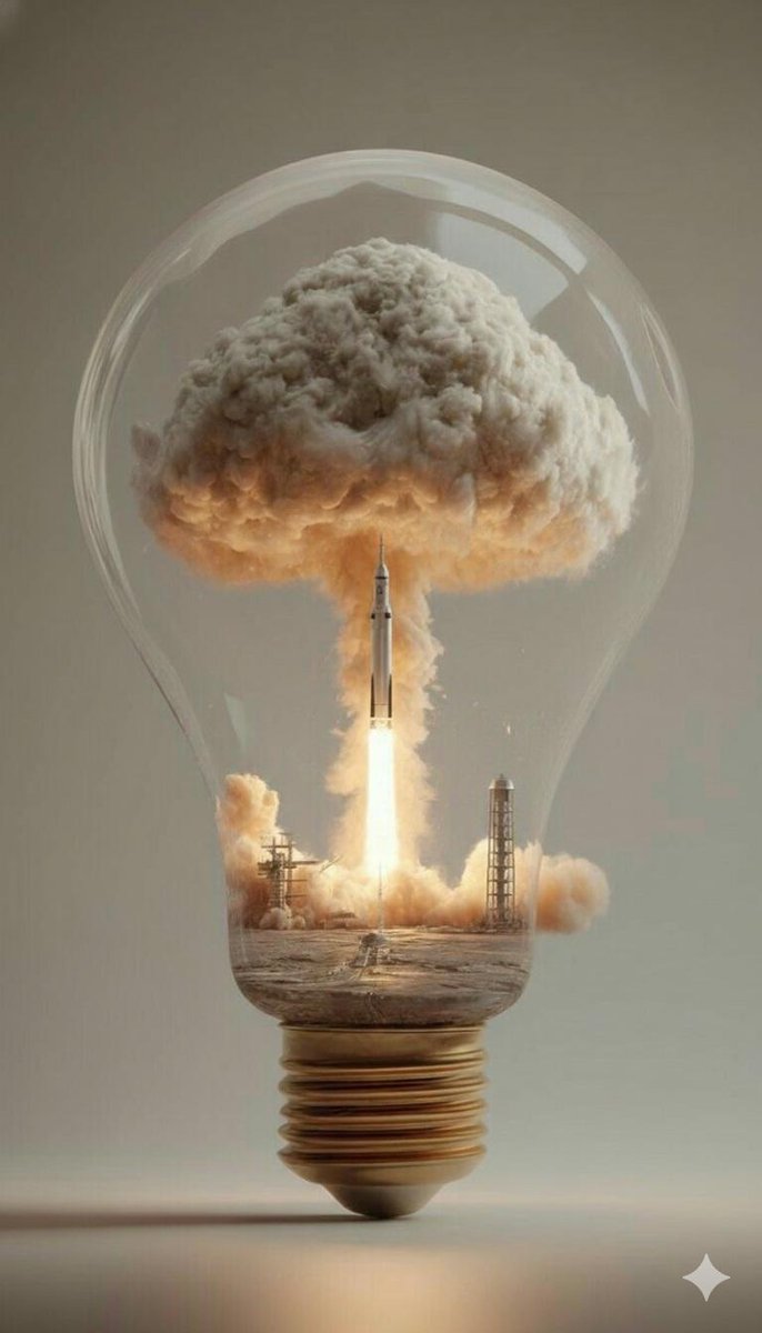 Surreal Rocket Launch in a Lightbulb — example 1