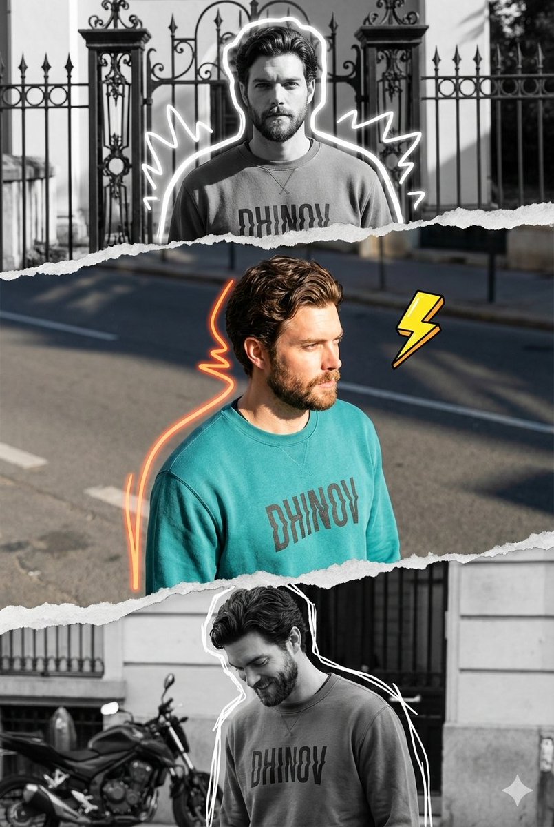 Mixed-Media Digital Collage (Monochrome and Neon) — example 1