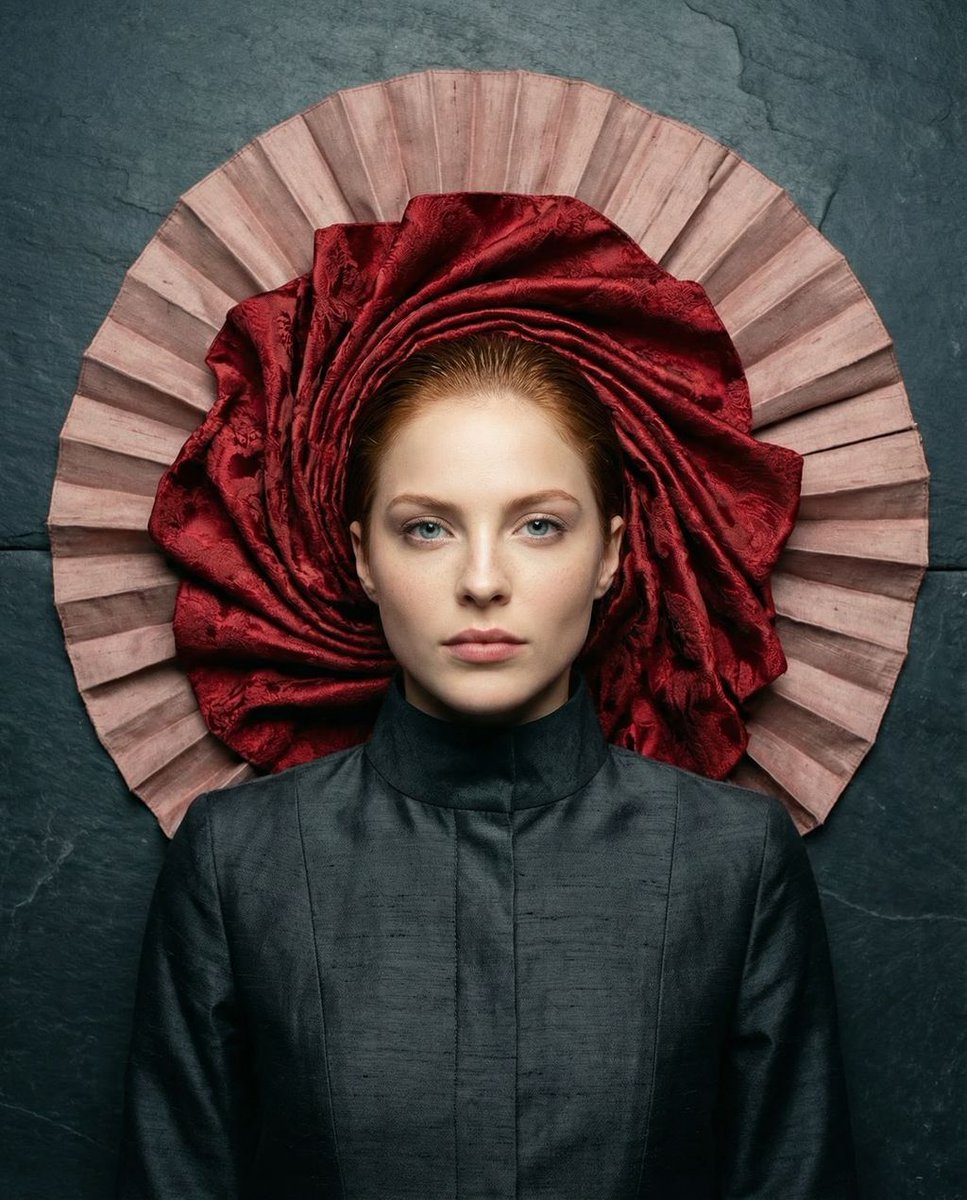 Avant-Garde Top-Down Fabric Halo Portrait — example 2
